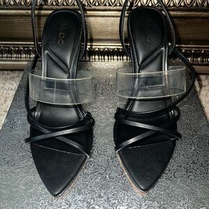 ALDO Women's Black Pillow Walk Strappy Heels